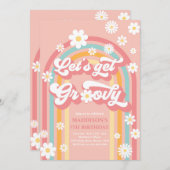 Groovy Bohoを取得しようデイジーレインボー誕生日 招待状 (正面/裏面)