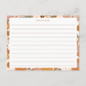 Groovy Bohoオレンジワイルドフラワーシャワーレシピカード ポストカード (裏面)