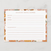 Groovy Bohoオレンジワイルドフラワーシャワーレシピカード ポストカード (正面)