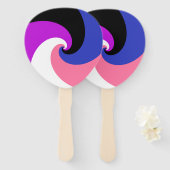 Groovy Bohoスパイラル抽象芸術Genderfluidプライドフラグ ハンドファン (正面&裏面)