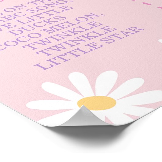 Groovy Bohoデイジー最初の誕生日マイルストーン記号 ポスター (角)