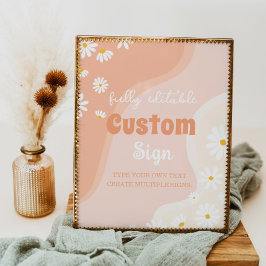 Groovy Bohoデイジー誕生日パーティテーブルサイン ポスター