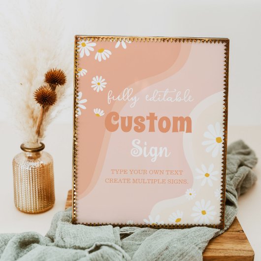 Groovy Bohoデイジー誕生日パーティテーブルサイン ポスター