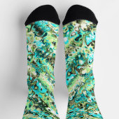 Groovy Bohoトリップ(幻覚体験)のような Hippieフラクタルマーブル ソックス (上部)