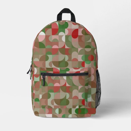 Groovy Bohoモダンレトロ幾何学的クリスマス プリントバックパック (正面)
