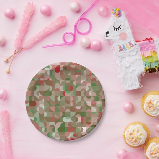 Groovy Bohoモダンレトロ幾何学的クリスマス ペーパープレート (パーティー)