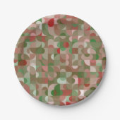 Groovy Bohoモダンレトロ幾何学的クリスマス ペーパープレート (正面)