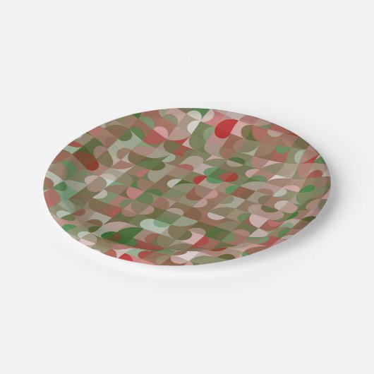 Groovy Bohoモダンレトロ幾何学的クリスマス ペーパープレート (アングル)