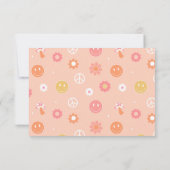 Groovy Bohoレトロヒッピーありがとうノートカード セーブザデート (裏面)