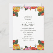 Groovy Bohoレトロ花枠かわいい赤ちゃんシャワー 招待状 (正面)