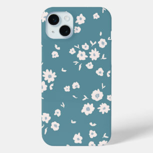 Groovy Boho青い花花柄 iPhone 15 Miniケース