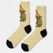 Groovy Boho 70's Retro Mushroom Crew Socks ソックス (左)