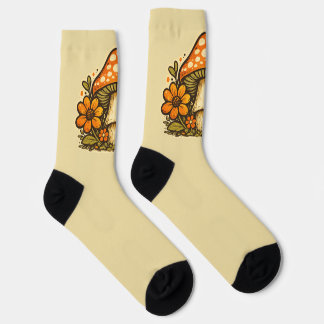 Groovy Boho 70's Retro Mushroom Crew Socks ソックス
