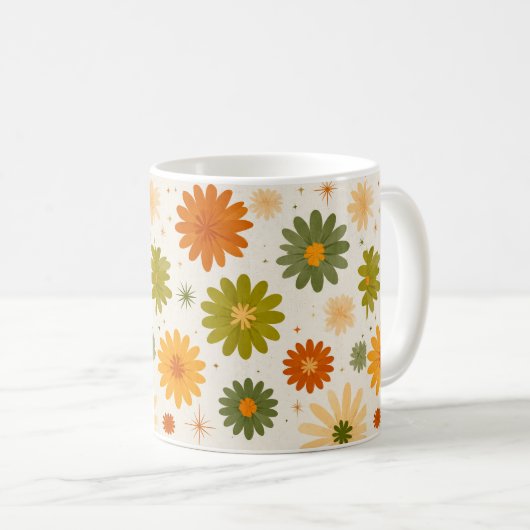 Groovy Boho Flower Power Ceramic Cup コーヒーマグカップ (正面右)