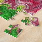 Groovy Boho Hippieスパイラルフラクファンキーラクタルアート ジグソーパズル (側面)