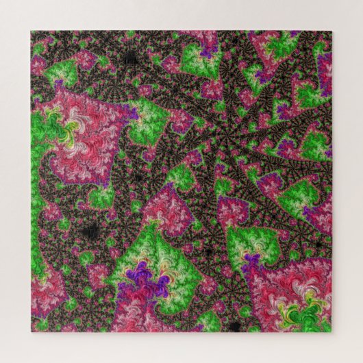 Groovy Boho Hippieスパイラルフラクファンキーラクタルアート ジグソーパズル (縦)