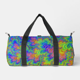 Groovy Boho Hippieレインボートリップ（幻覚体験）のようなフラクタル ダッフルバッグ