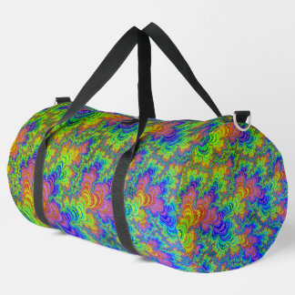 Groovy Boho Hippieレインボートリップ（幻覚体験）のようなフラクタル ダッフルバッグ