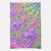 Groovy Boho Jewel Tone Rainbow Fractal キッチンタオル (縦)