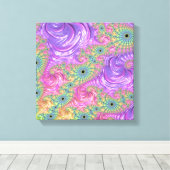 Groovy Boho Jewel Tone Rainbow Fractal キャンバスプリント (インサイチュ (ウッドフロア))