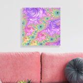 Groovy Boho Jewel Tone Rainbow Fractal キャンバスプリント (インサイチュ (リビング))