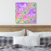 Groovy Boho Jewel Tone Rainbow Fractal キャンバスプリント (インサイチュ (寝室))