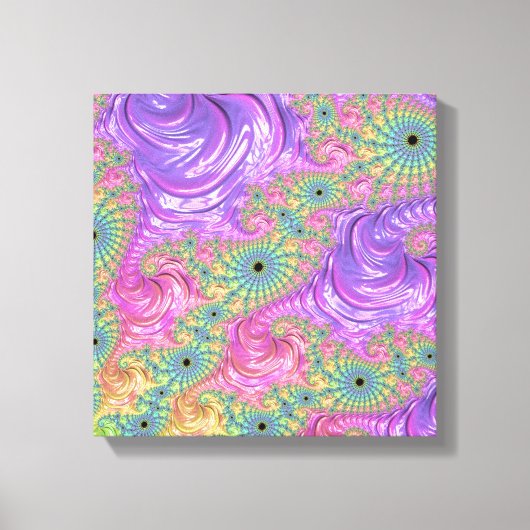 Groovy Boho Jewel Tone Rainbow Fractal キャンバスプリント (正面)