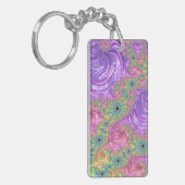Groovy Boho Jewel Tone Rainbow Fractal キーホルダー (正面左)