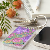 Groovy Boho Jewel Tone Rainbow Fractal キーホルダー (正面右)