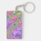 Groovy Boho Jewel Tone Rainbow Fractal キーホルダー (裏面)