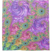Groovy Boho Jewel Tone Rainbow Fractal シャワーカーテン (正面)