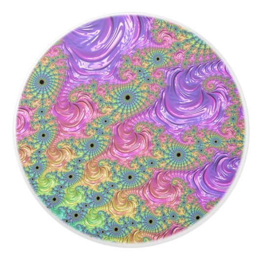 Groovy Boho Jewel Tone Rainbow Fractal セラミックノブ (正面)