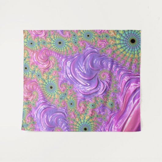 Groovy Boho Jewel Tone Rainbow Fractal タペストリー (正面(横))