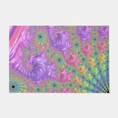 Groovy Boho Jewel Tone Rainbow Fractal ドアマット (正面)