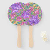 Groovy Boho Jewel Tone Rainbow Fractal ハンドファン (正面&裏面)