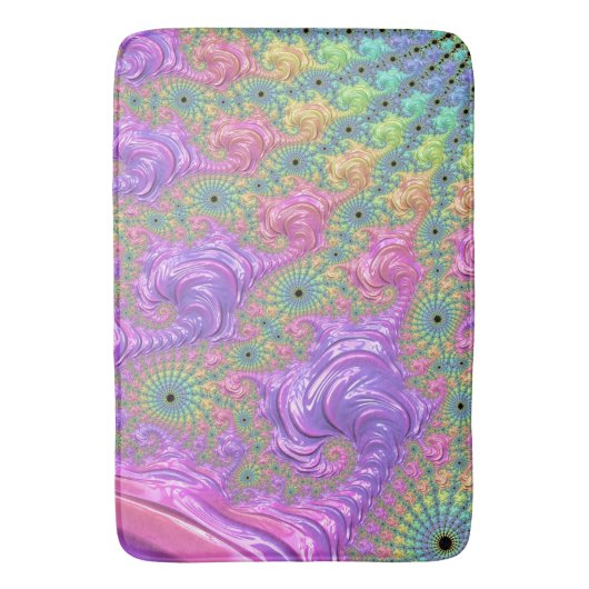 Groovy Boho Jewel Tone Rainbow Fractal バスマット (正面縦)