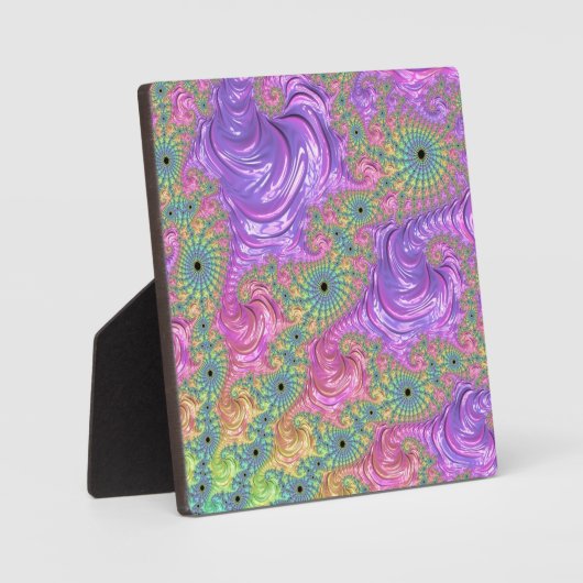 Groovy Boho Jewel Tone Rainbow Fractal フォトプラーク (正面)