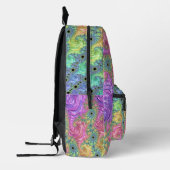Groovy Boho Jewel Tone Rainbow Fractal プリントバックパック (左)