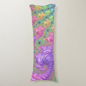 Groovy Boho Jewel Tone Rainbow Fractal ボディピロー (正面縦)
