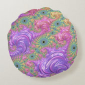 Groovy Boho Jewel Tone Rainbow Fractal ラウンドクッション (裏面)