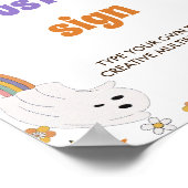 Groovy Booハロウィーン誕生日テーブル記号 ポスター (角)