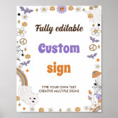 Groovy Booハロウィーン誕生日テーブル記号 ポスター (正面)