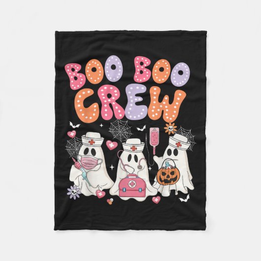 Groovy Boo Boo Crew Nurse Funny Ghost Halloween Te フリースブランケット (正面)