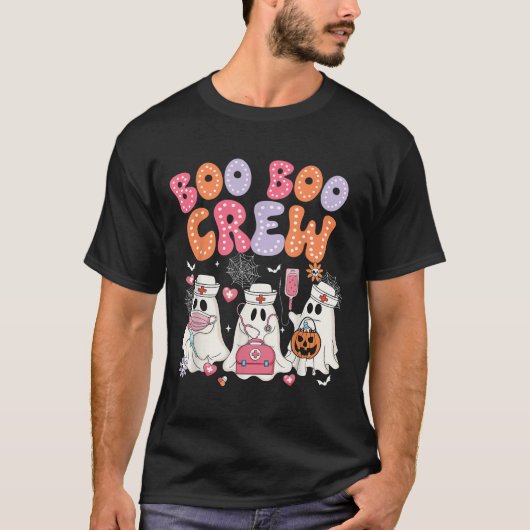 Groovy Boo Boo Crew Nurse Funny Ghost Halloween Te Tシャツ (正面)