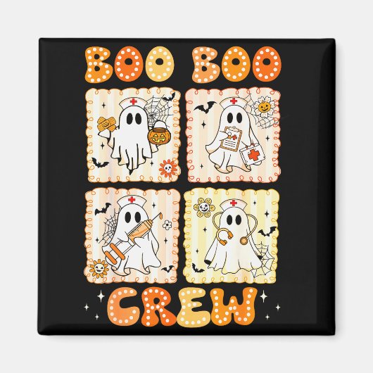 Groovy Boo Boo Crew Nurse Funny Ghost Women Hallow マグネット (正面)