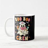 Groovy Boo Boo Crew Nurse Halloween Cute Ghost Wom コーヒーマグカップ (左)