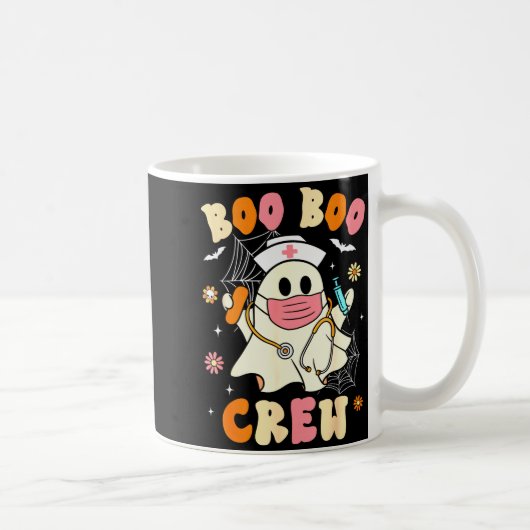 Groovy Boo Boo Crew Nurse Halloween Cute Ghost Wom コーヒーマグカップ (右)