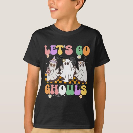 Groovy Boo Lets Go Ghouls Halloween Ghost Women Gi Tシャツ (正面)