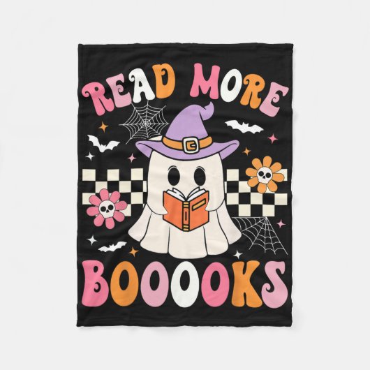 Groovy Booooks幽霊読もっと本おもしろい先生 フリースブランケット (正面)