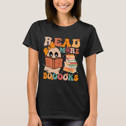 Groovy Booooks幽霊読もっと本おもしろい先生 Tシャツ (正面)